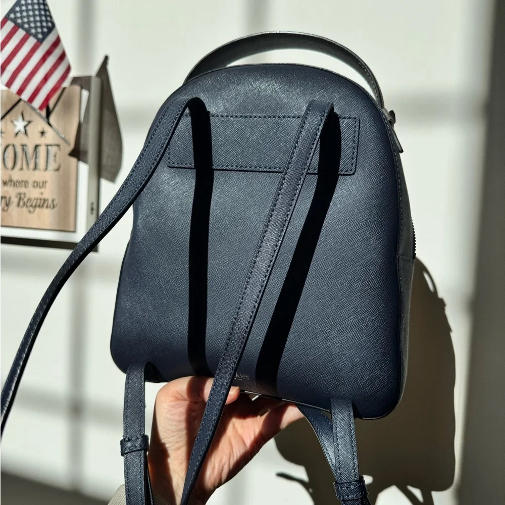 Botkier Navy Backpack with Mustard and Gray Accent Pocket - Picture 2 of 9